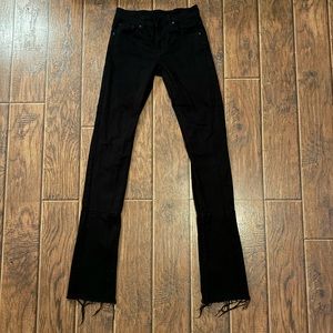 Static denim black stacked jeans